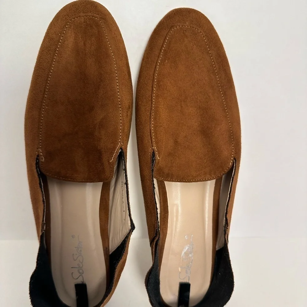Sole Sister Gail Brown Suede Leather Collapsible Heels Slip On Flat Shoes Size 7 - Picture 9 of 9